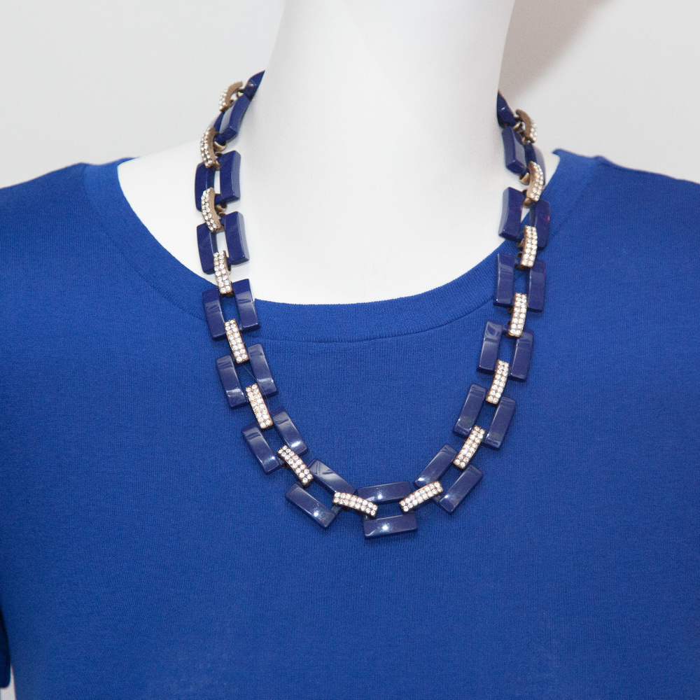 J. Crew Blue Stone Rhinestone Link Necklace